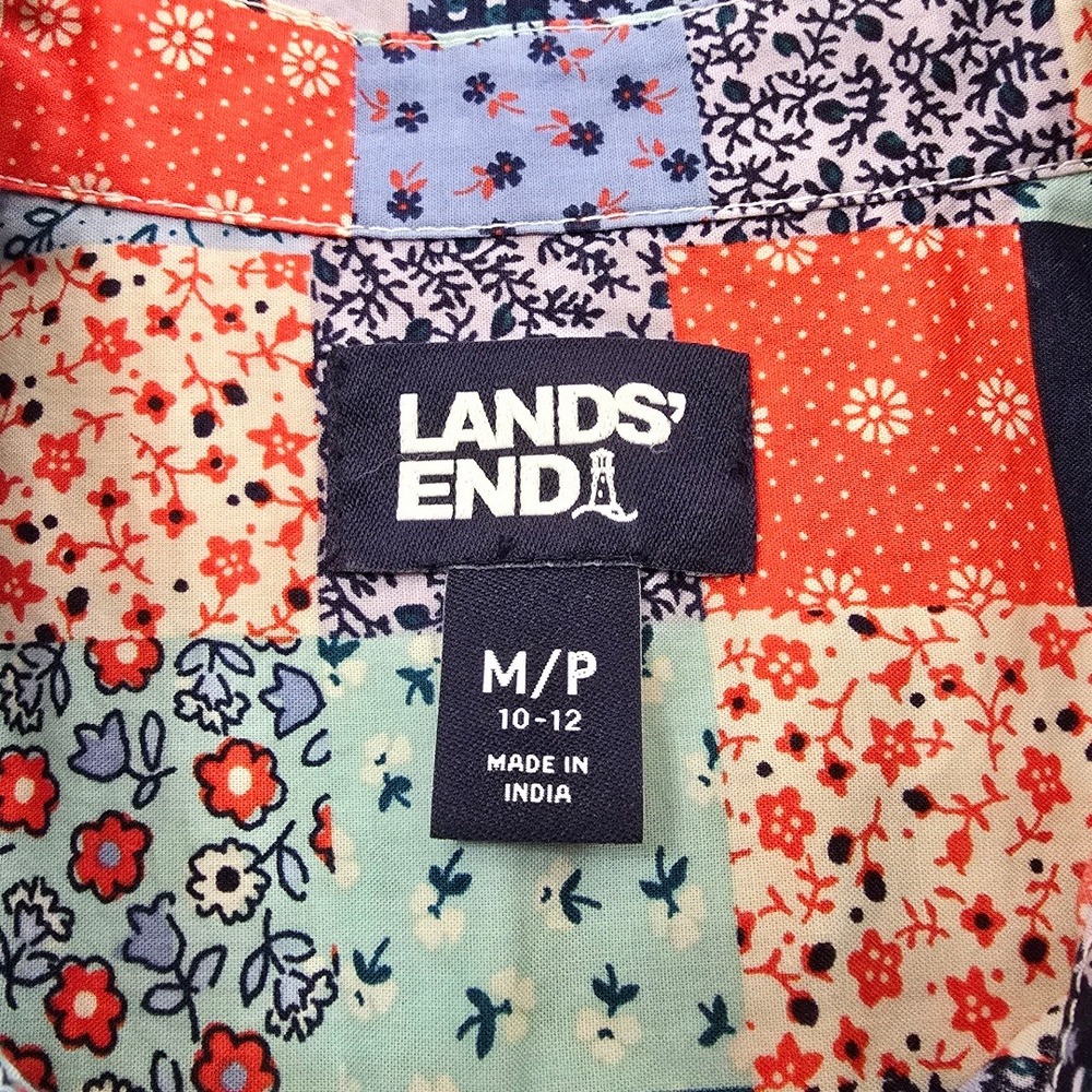 Lands' End Cotton Poplin Patchwork Button Front B… - image 7